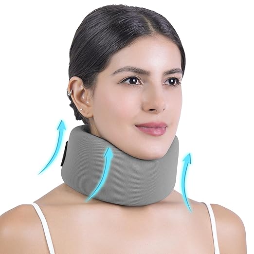 Neck Brace for Neck Pain & Support - Cervical Collar with Soft Nylon-Spandex for Keep Vertebrae Stable & Aligned for Women & Men - Ideal for Sleeping, Working, Neck Injury Recovery