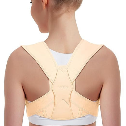 Vicorrect Posture Corrector for Women and Men, Adjustable Upper Back Brace for Clavicle Support and Providing Pain Relief from Neck, Shoulder, and Upper Back (Beige, Large/XLarge)
