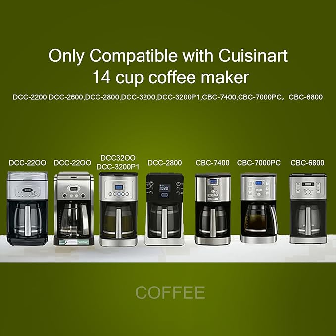 14 Cup Glass Coffee Pot Replacement - Compatible with Cuisinart DCC-3200 Series DCC-2200,DCC-2800,DCC-2600,DCC-1800FR,CBC-7400, CBC-7000PC,CBC-6800 Coffee Makers, Replacement Glass Cofee Carafe