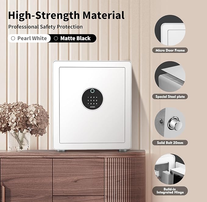 KAPUCI Modern Minimalism Design Biometric Fingerprint Touch Screen Safe, 2.25 Cubic Feet Auto-Open Safe Box with Digital Virtual Password,Safety Steel Home Safes for Wardrobe,Office(New Version)