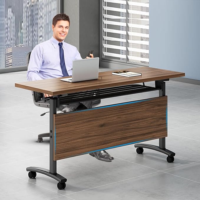 Conference Table,Modern Portable Folding Conference Room Table,Flip Top Rolling Mobile Training Table with Silent Locking Wheels for Seminar Meeting Table Business Tables (6 Pack, 47.2x23.6x29.5inch)