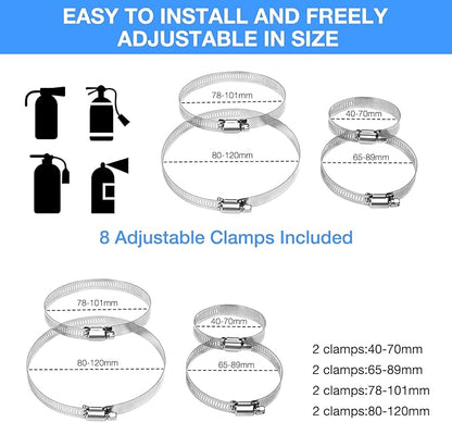 Vehicle Fire Extinguisher Mount Bracket, Aluminum Adjustable Quick Release Roll Bar Fire Extinguisher Bottle Mount with 8 Clamps, Compatible with Jeep Wrangler JK TJ Rubicon UTV, Black