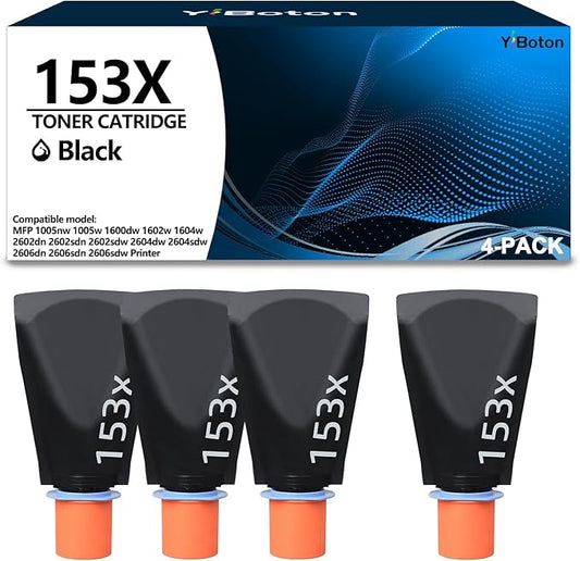 High Yield 153X W1530X Black Toner Reload kit Replacement for HP W1530X 153X Black Toner Cartridge Compatible for Tank1504 1504w 2504 2504dw MFP 1604 1604w 2604 2604dw 2604sdw 2606dw Printer(4-Pack)