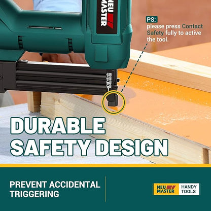 NEU MASTER Nail Gun Cordless with Battery Powered - 18 Gauge 2 in 1 Brad Nailer/Staple Gun, 20V Max. 2.0Ah Battery & Charger, 800 Nails & 200 Staples Included