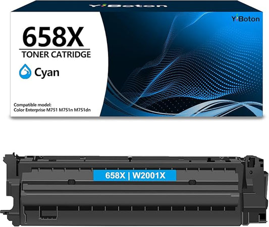 658X Cyan Toner Cartridge Replacement for W2001X Cyan Toner Cartridge Compatible for Color Leserjet Enterprise M751 M751n M751dn Printer Series.（with New Chip）
