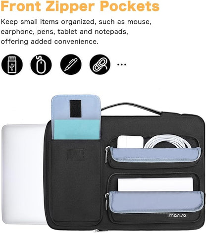 MOSISO 360 Protective Laptop Case 16 inch, 15-15.6 inch Laptop Sleeve Compatible with MacBook Pro 16, HP Acer Dell Lenovo ASUS Notebook,Side Open Bag with 2 Raised&1 Flapover Pockets, Black
