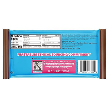 Feastables MrBeast Hot Cocoa Crunch Bar, Extra Large Size Candy Bar for Adults & Kids, Candy Bars for Snacks, Gifts, or Dessert, Made With Fairtrade Cocoa, 3.35 Oz Each, 12 Count