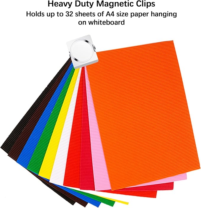 Magnetic Clips 1.77 inch, 12 Pack Heavy Duty Magnetic Clips for Whiteboard Refrigerator Classroom, Large Magnet Metal Clips for Hanging