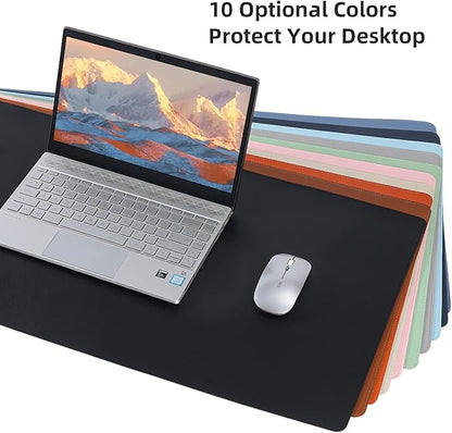 Faux Leather Desk Pad Blotter,Waterproof Non-Slip Writing Desk Mat for Kids,36x17 in Desktop Protector Large Mouse Pad,Light Blue Office Home Table Cover