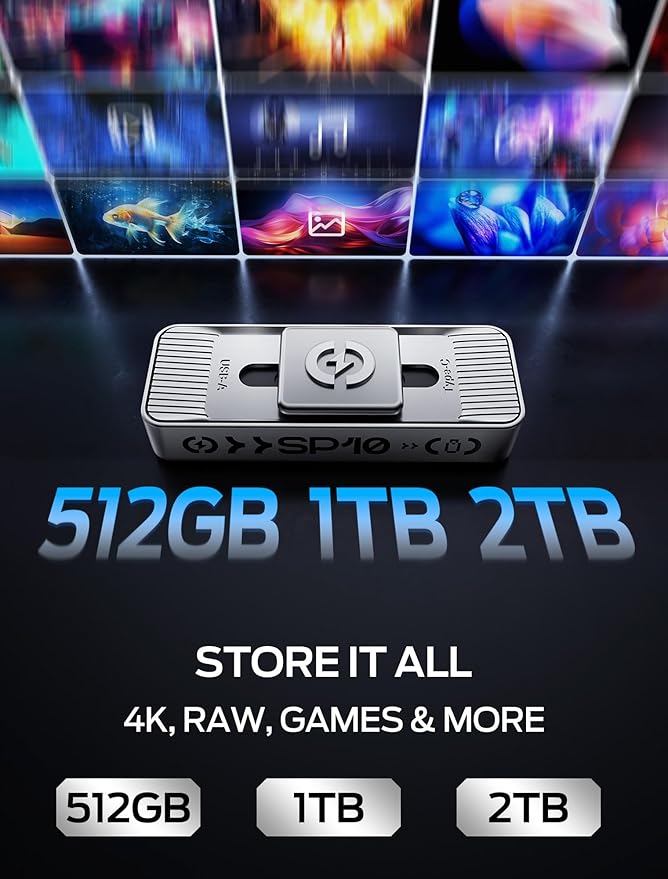 MOVE SPEED 4TB 1050MB/s Read High-Speed External Drive Dual USB 3.2 & Type-C Ports for iPhone 17 Mac, iPad, Android- Ideal for Creators, Photographers, Fast File Transfer