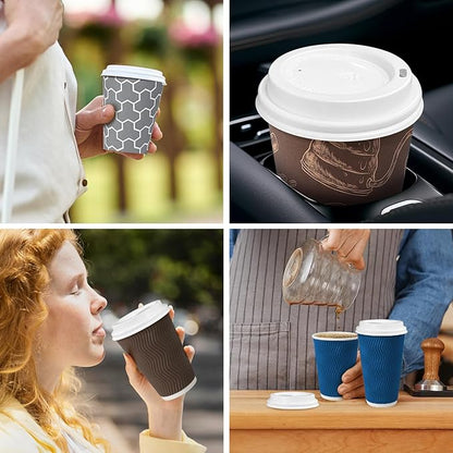 240 Pack Coffee Cup Lids, Disposable Coffee Lid, Leak Proof Plastic Lids for 10, 12, 16, 20, 24 oz Paper Cups, Hot Cup Lid 3.54 Inches/90 mm Diameter