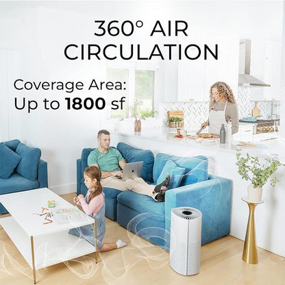 Air Purifiers for Home Large Room Pets Up to 1800 Ft² - Smart WiFi & Voice Control True HEPA Air Purifier For Home Bedroom Smoke, Dust, Pet Dander, Pollen, Sleep Mode - Kery Plus