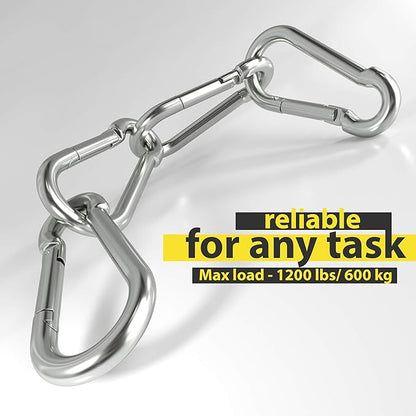 dimok Heavy Duty Carabiner Clips Stainless Galvanized Carbon Steel Spring Snap Hook Set for Camping Swing Boating Hammock Hiking 3 1/2 Inch