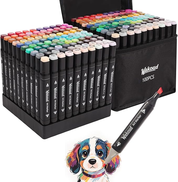 Alcohol Markers, 100 Colors Dual Tip Permanent Art Markers, Drawing Marker, Coloring Marker for Book Painting Card Making for Adults Kids.