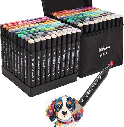 Alcohol Markers, 100 Colors Dual Tip Permanent Art Markers, Drawing Marker, Coloring Marker for Book Painting Card Making for Adults Kids.