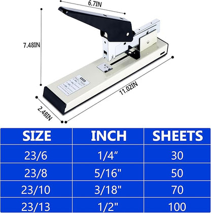 Stapler Heavy Duty, 100 Sheet, 1PACK Manual Big Stapler Metal,max use 23/13 Staples