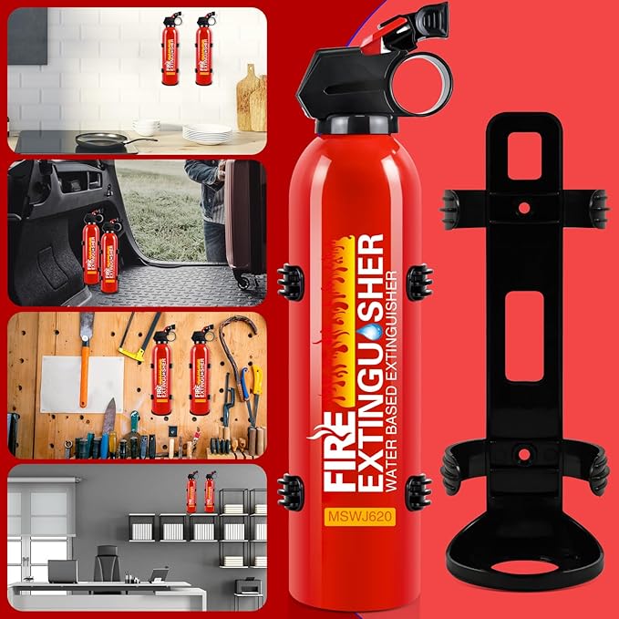 Fire Extinguisher for Home, 4Pack Car Fire Extinguishers with Mount, 4 in 1 Portable Kitchen Fire Extinguishers for A, B, C, K Category, 620ml Mini Water-Based Fire Extinguisher for Car Truck Boat