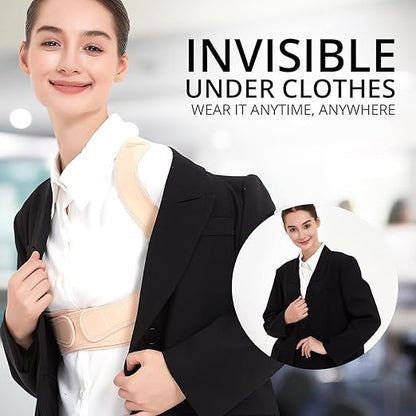 Posture Corrector for Back Support: Adjustable Shoulder Posture Brace for Men and Women (Beige, Large/X-Large)
