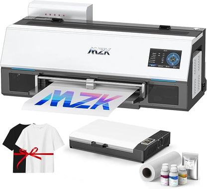 MZK A3 Plus DTF Printer XP600 Doubled-Speed,13+" DTF Film,Built-in Holiday Automatic Timed Cleaning Printhead,LED Multi-Function Fouch Screen,Film Cutter,Gift Ink 2 Year(XP600 DTF Printer+oven(white))
