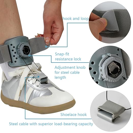 AFO Foot Drop Brace for Walking 2026 Upgraded - Soft Strap with Hard Shell, Reinforced Snap-Fit Lock, Support for Mild Foot Dragging, Tripping, Abnormal Posture,Gray