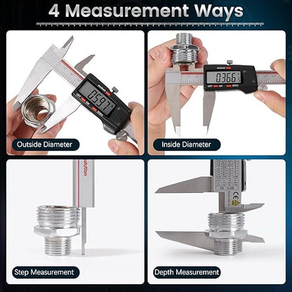 Housolution Digital Caliper 12 Inch, Caliper Measuring Tool with Large LCD Screen, Inch/MM, 4 Measuring Ways, Auto-Off LCD Stainless Steel Micrometer Vernier Caliper for Printing Jewelers Woodworkers