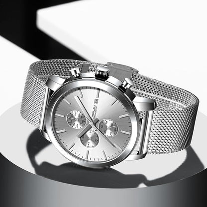 CRRJU Mens Stylish Casual Quartz Watches for Men Luxury Waterproof Calendar Chronograph Japan Movement Wristwatches