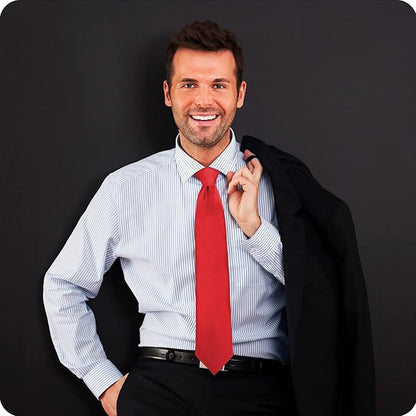 boxed-gifts Umo Lorenzo Tie for Men Satin Finish Necktie - Standard Width Ties - Black, Navy, Red, Sage Green Tie
