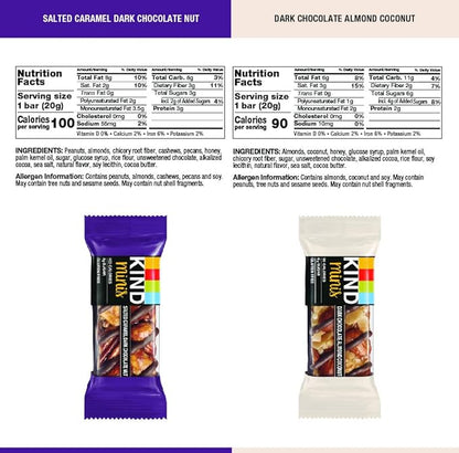 KIND Bar Minis, Salted Caramel Dark Chocolate Nut & Dark Chocolate Almond Coconut, Variety Pack, Gluten Free, 100 Calories, Low Sugar, 80 Count