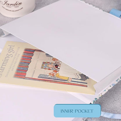 TIEFOSSI Dotted Journal Notebook, Dot Grid Notebook for Women Men, Fabric Flower Journal, 160 GSM Thick Paper, 160 Numbered Pages, 8 x 8 Square Diary
