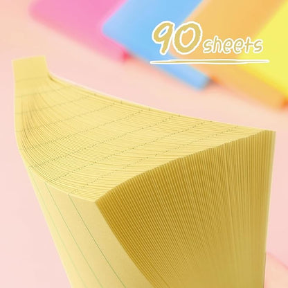Lined Sticky Notes 3x3 Sticky Notes with Lines Self-Stick Notes Bright Color 4 Pads 90 Sheets/Pad (Yellow)
