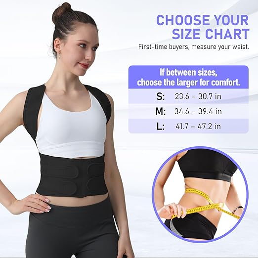 Posture Corrector for Women and Men, Back Brace with Full Back Support, Adjustable Shoulder Straightener for Upper & Lower Back Pain Relief, Scoliosis, Hunchback (Medium, Black)