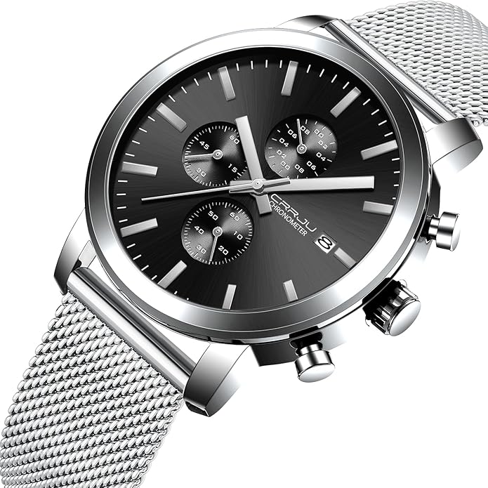 CRRJU Mens Stylish Casual Quartz Watches for Men Luxury Waterproof Calendar Chronograph Japan Movement Wristwatches