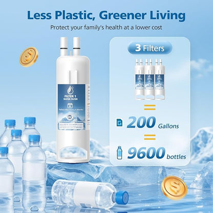 EDR1RXD1 Water Filter Compatible with Filter 1, for EDR1RXD1, W10295370, EDR1RXD1B, WHR1RXD1, KAD1RXD1, P4RFKB2, 46-9930, 46-9081, Every 6 Months Value, NSF Certified, 3 Pack