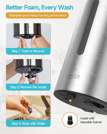 AIKE Wall Mount Automatic Foam Soap Dispenser 25 OZ Commercial Large Capacity Stainless Steel Model AK1205FA(Brushed)