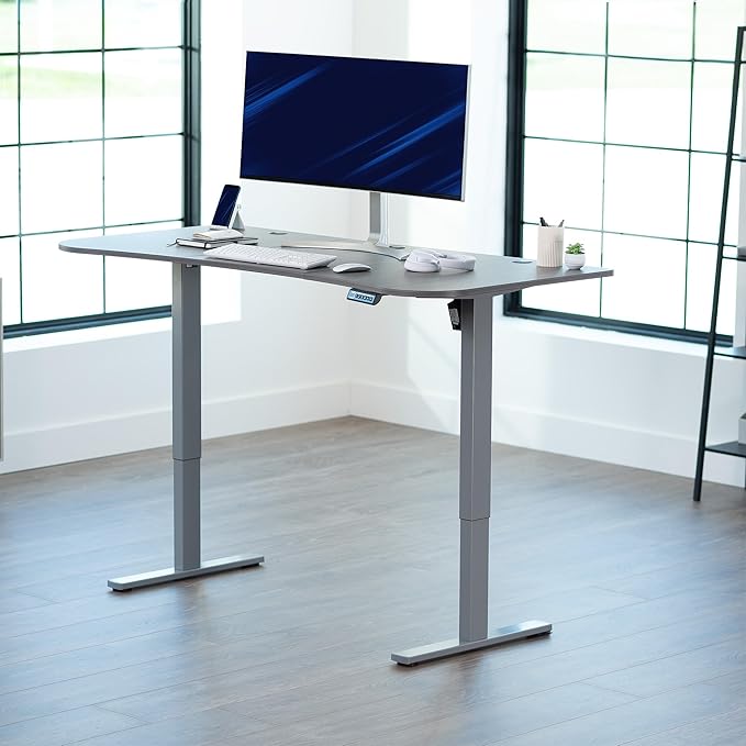 VIVO Electric 63 x 32 in Standing Desk, Memory Height Adjustment, 1B Series, Dark Gray Top Gray Frame, DESK-KIT-1G1G