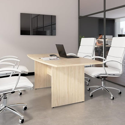 Bush Business Furniture 72-inch Office Conference Table with Wood Base, Boardroom Meeting Space for 6 Users, Natural Elm