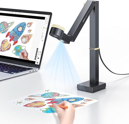 CZUR Fancy S Pro USB Document Camera for Teacher, 12MP 4K Webcam with Microphone and LED Light, Up to 60fps, Auto Focus, for Remote Teaching, Web Conference, for Mac and Windows, Black