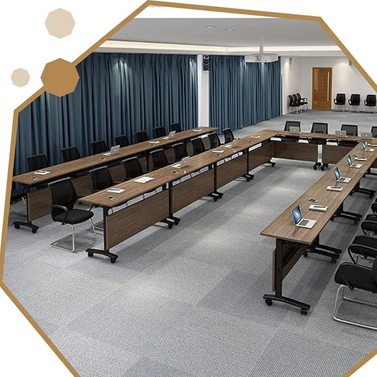 Folding Conference Table for 8People,Foldable Conference Room Tables Mobile Training Table with Wheels,Large Rectangular Meeting Seminar Table with Metal Leg,Modern Business Tables for Office (6, 71")