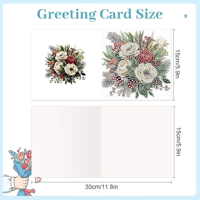 jinglinhh 12pcs Diamond Art Painting Christmas Cardinal Greeting Cards with Envelopes, DIY Card Making Kits for Adults, Diamond Art Christmas Cards for Birthday Holiday Postcards Craft Gifts
