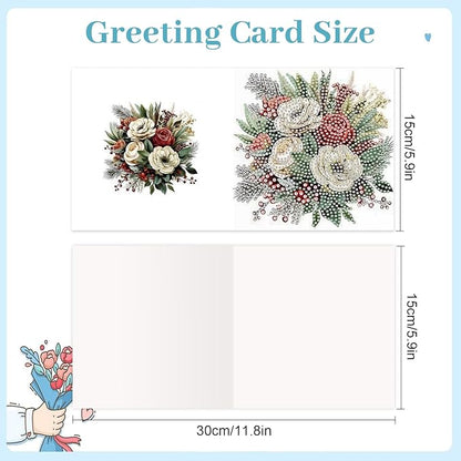 jinglinhh 12pcs Diamond Art Painting Christmas Cardinal Greeting Cards with Envelopes, DIY Card Making Kits for Adults, Diamond Art Christmas Cards for Birthday Holiday Postcards Craft Gifts