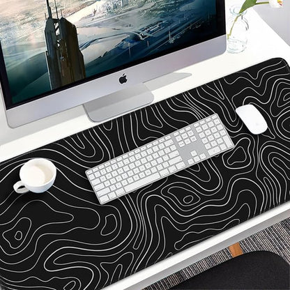 Large Extended Gaming Mouse Pad, 31.5x15.7 inch Computer Keyboard Mouse Mat, Water Resist Non-Slip Mousepad Rubber Base Long XXL Desk Mouse Pad for Gaming, Office & Home, Black White Lines