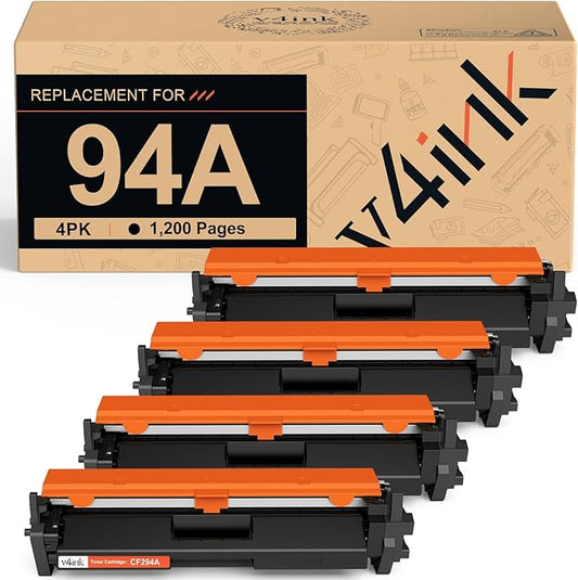 v4ink Compatible 94A CF294A Toner Cartridge Replacement for HP 94A 94X CF294A CF294X Toner Cartridge Black Ink for HP Pro M118dw Pro MFP M148dw M148fdw M149fdw M118 M148 Printer 4 Packs