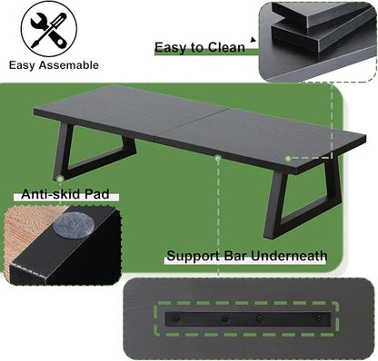 TEAMIX 24 inch Monitor Stand Riser, Black Wood & Steel Computer Monitor Stand with Storage, Laptop, PC, Printer Stand Riser for Desktop Office Desk Organizers