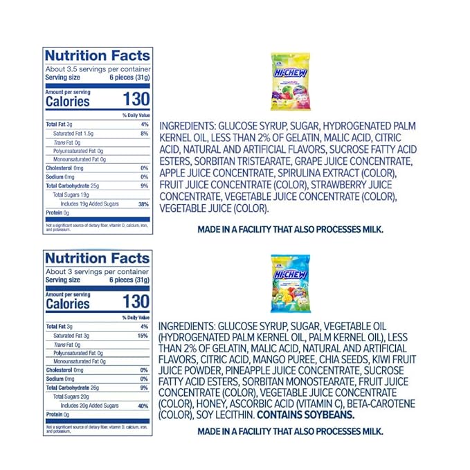 HI-CHEW Variety Mix, Pack of 6 Bags Including Salted Caramel - 15 Flavor Assort Sweet and Sour Chewy Fun Soft Candy Variety Pack - Immensely Juicy Fruity Flavors - Individually Wrapped for Sharing