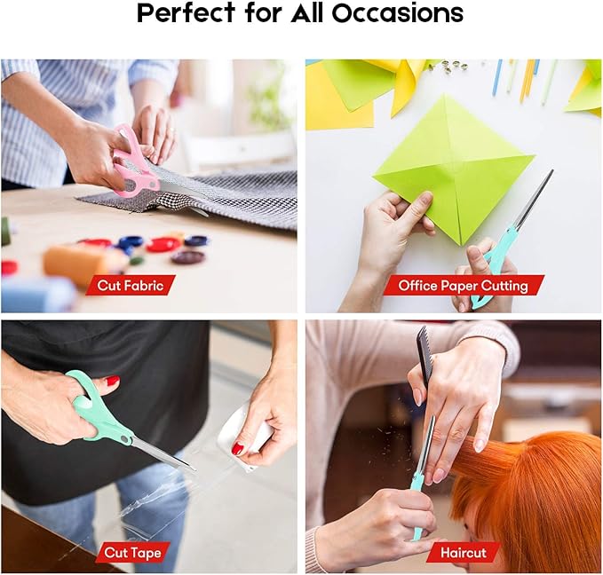 Niutop 8" All Purpose Scissors - Heavy Duty, Ergonomic Comfort Grip Shears for Office, Home, School, Art & Craft