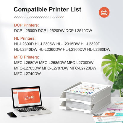 v4ink Compatible DR630 TN660 Set Replacement for Brother DR630 Drum TN660 Toner Cartridge (1D + 3T) for Brother HL-L2300D L2320D L2360DW L2380DW MFC L2700DW L2720DW L2740DW Printer