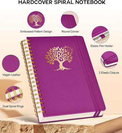 Large Spiral Notebook Journal for Women Men - 300 Numbered Lined Pages, College Ruled, A4 Hardcover Spiral Bound Notebook for School, Work, Note Taking, Writing, Leather Spiral Journal 8.5"x11"