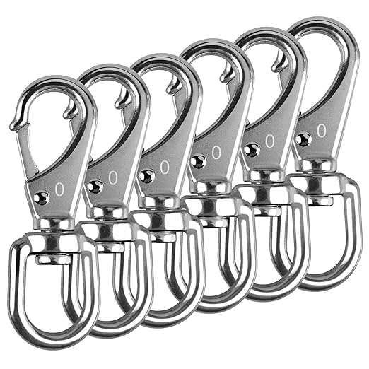 KINLINK 304 Stainless Steel Swivel Snap Hooks, 6 Pack 2.7 Inch Flag Pole Clips, Heavy Duty Spring Snap Hooks for Flagpole Rope, Dog Leash, Keychain, Boat Anchor Rope, Bird Feeder