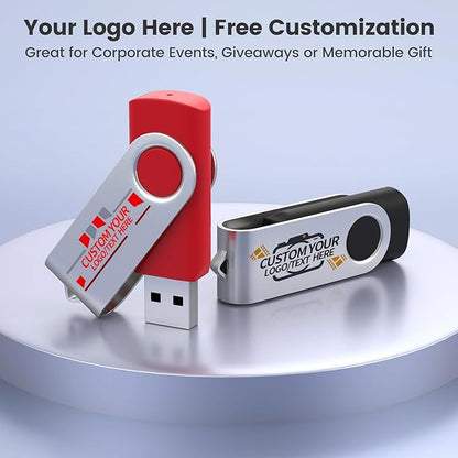 ABLAZE Custom USB Flash Drive 4GB 10 Pack, Personalized USB 2.0 Thumb Drives with Logo, Bulk Memory Sticks for Data Storage (Mixed Colors)