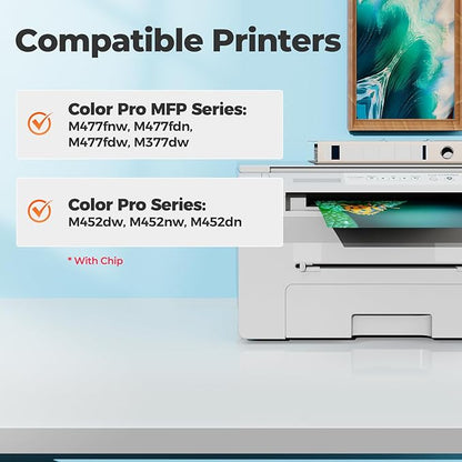 410X Toner Cartridge M477fnw M452dw CF410X 410A High Yield Compatible for HP 410A Toner Cartridge for Laser Jet Pro MFP M477fnw Pro M452dw M452dn MFP M477fdn M477fdw M377dw Pro M452nw HP410X 4 Pack